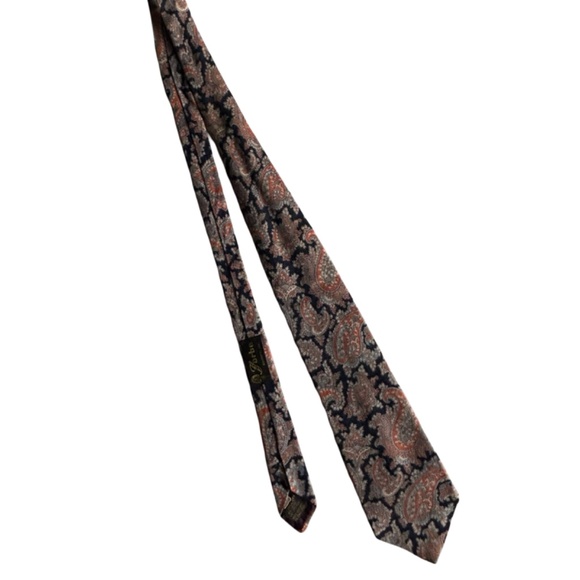 Bert Pullitzer Paisley Neck Tie - Orange & Navy Blue - Picture 5 of 5
